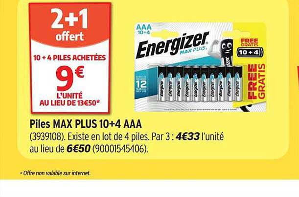 Piles Max Plus 10+4 Aaa Energizer