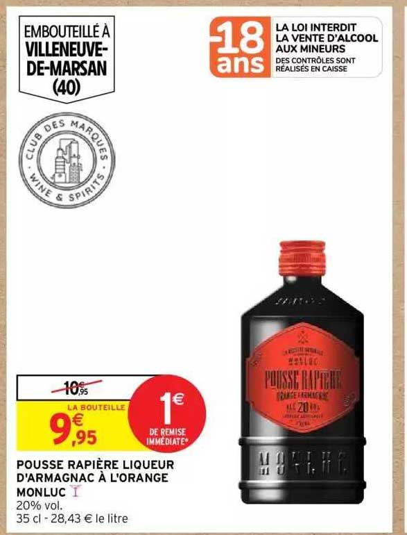 pousse rapière liqueur d'armagnac à l'orange monluc