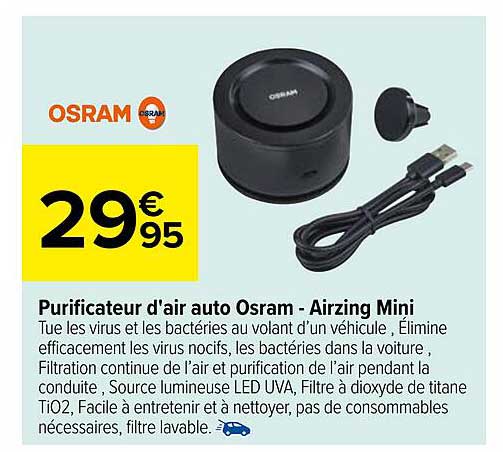 purificateur d'air auto osram - airzing mini