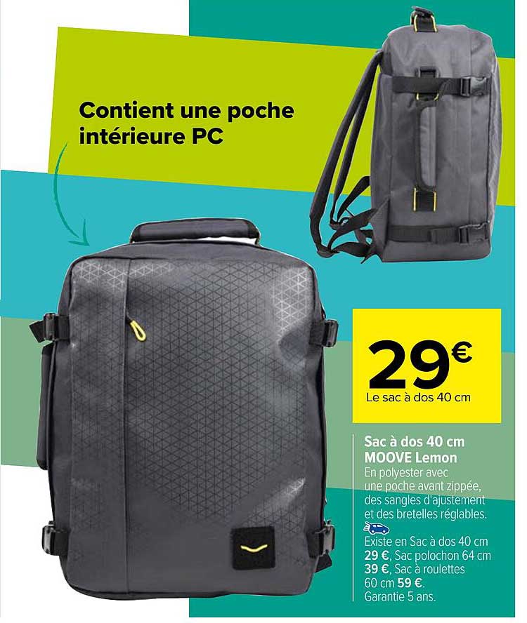 sac à dos 40 cm moove lemon