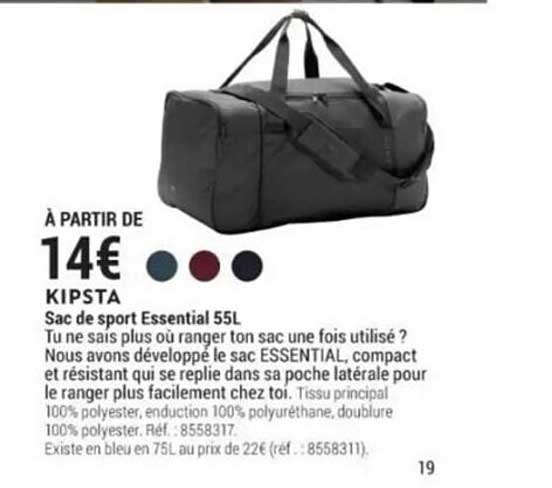 sac de sport essential 55l kipsta