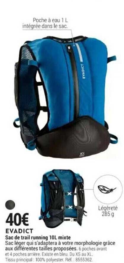 sac de trail running 10 l mixte evadict