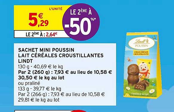 sachet mini poussin lait céréales croustillantes lindt