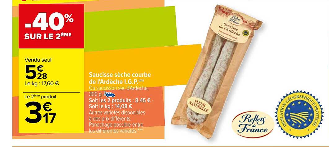 saucisse sèche courbe de l'ardèche i.g.p.