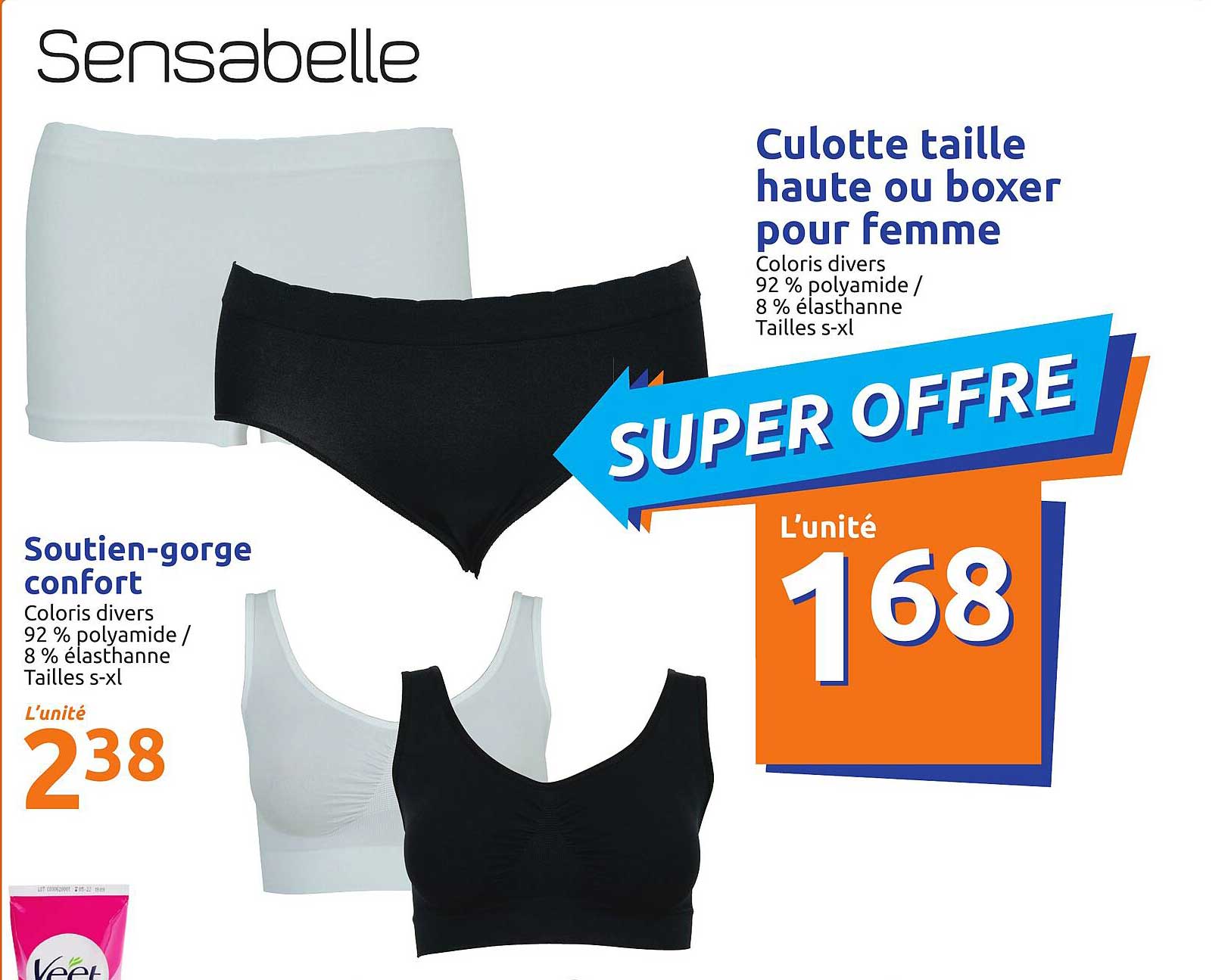 soutien-gorge confort, culotte taille haute ou boxer pour femme