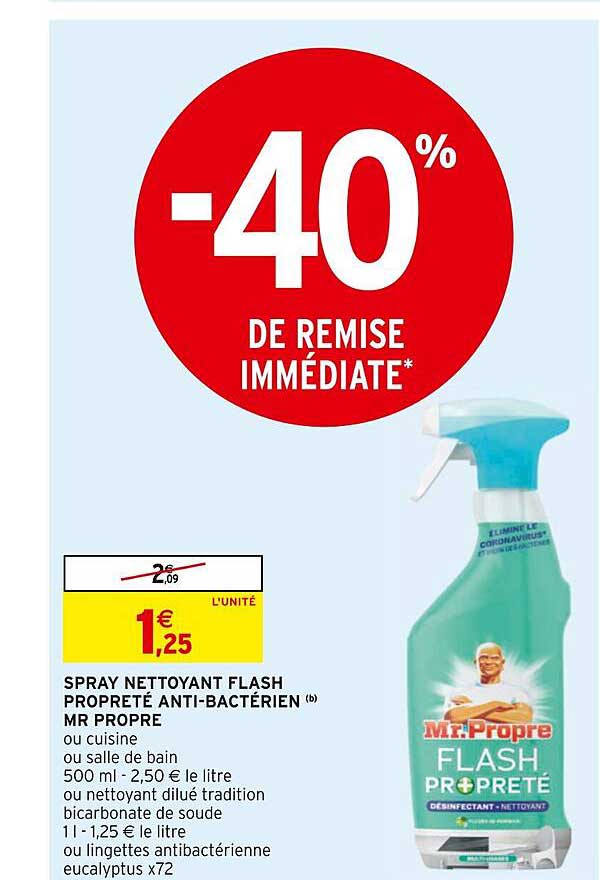 Spray Nettoyant Flash Propreté Anti-bactérien Mr Propre
