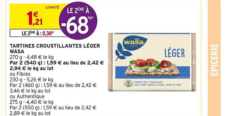 tartines croustillante léger wasa