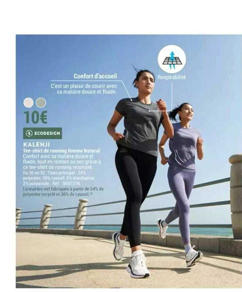 tee-shirt de running femme natural kalenji