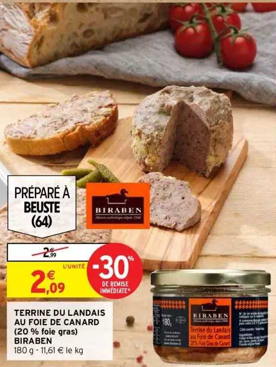 terrine du landais au foie de canard (20% foie gras) biraben