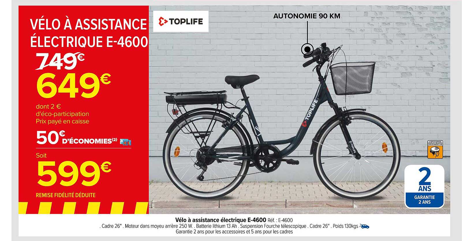 vélo à assistance électrique e-4600 toplife