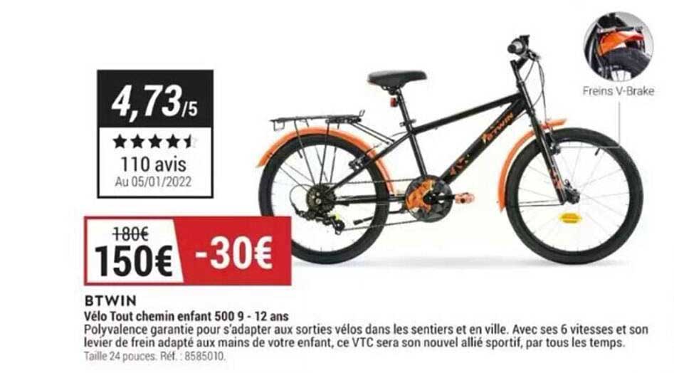 vélo tout chemin enfant 500 9 - 12 ans btwin
