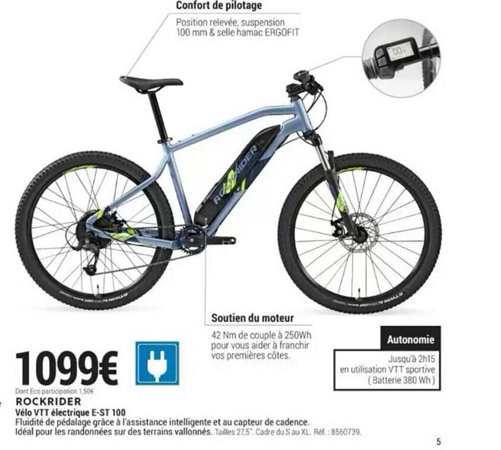 vélo vtt électrique e-st 100 rockrider