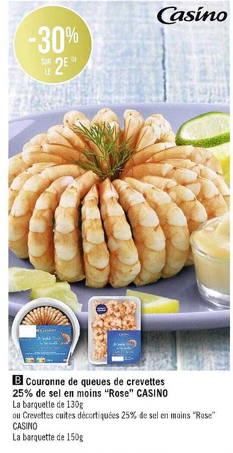 couronne de queues de crevettes 25% de sel en moins "rose" casino