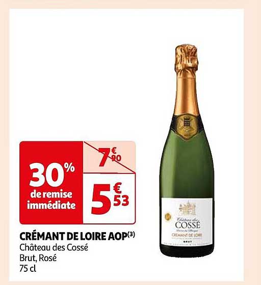 crémant de loire aop château des cossé brut, rosé