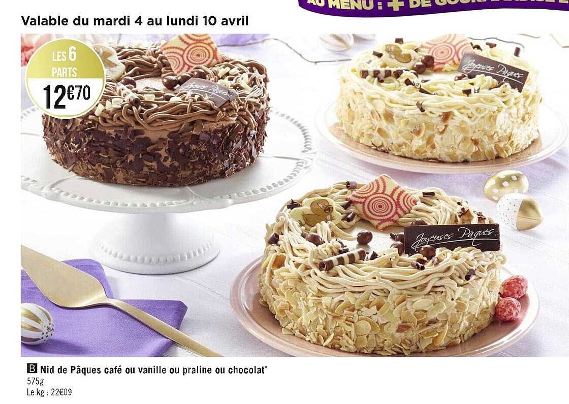 nid de pâques café ou vanille ou praliné ou chocolat