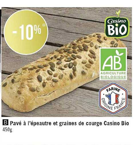 pavé à l'épeautre et graines de courge casino bio
