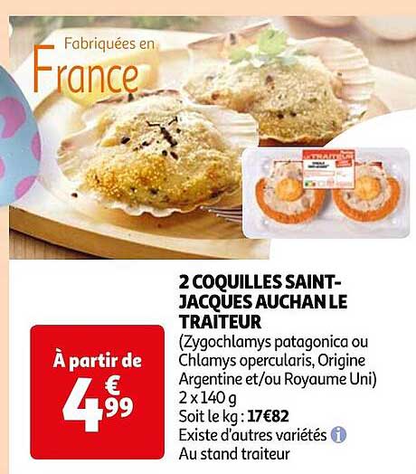 2 Coquilles Saint-jacques Auchan Le Traiteur
