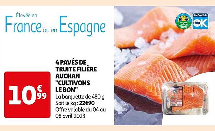 4 pavés de truite filière auchan "cultivons le bon"