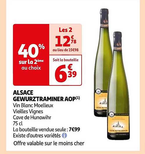 alsace gewurztraminer aop vin blanc moelleux vieilles vignes cave de hunawihr