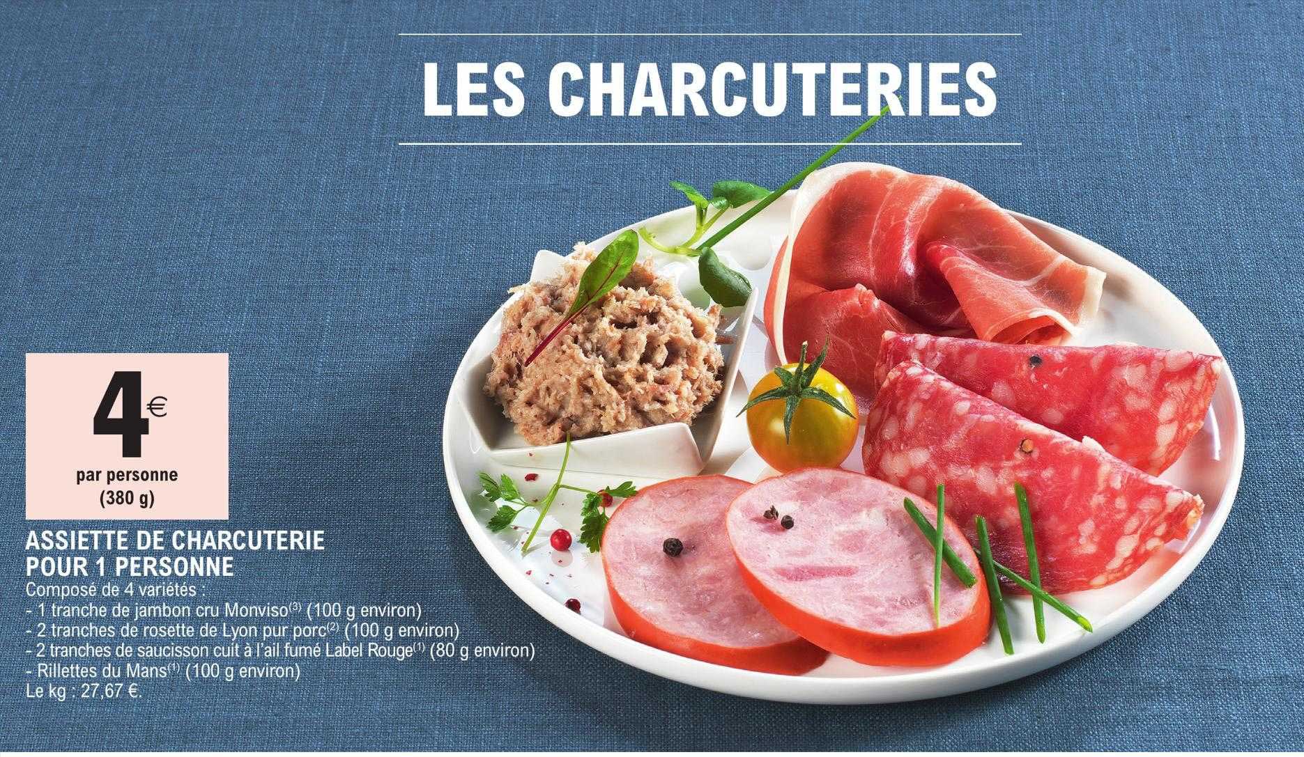 assiette de charcuterie pour 1 personne