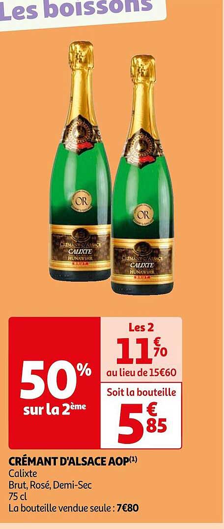 crémant d'alsace aop calixte brut, rose, demi-sec