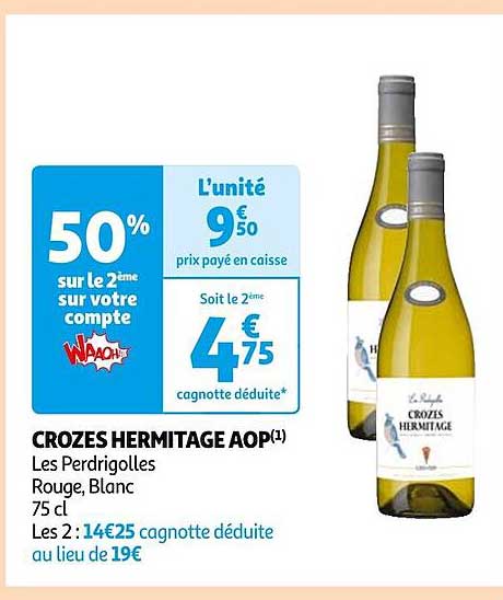 crozes hermitage aop les perdrigolles rouge, blanc