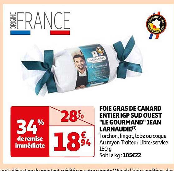 foie gras de canard entier igp sud ouest "le gourmand" jean larnaudie