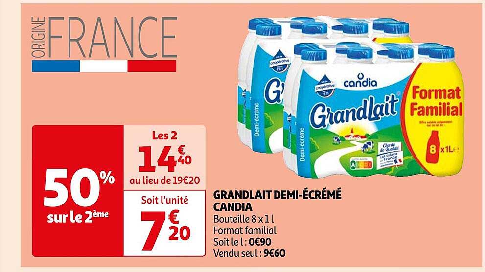 grand lait demi-écrémé candia
