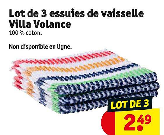 lot de 3 essuies de vaisselle villa volance