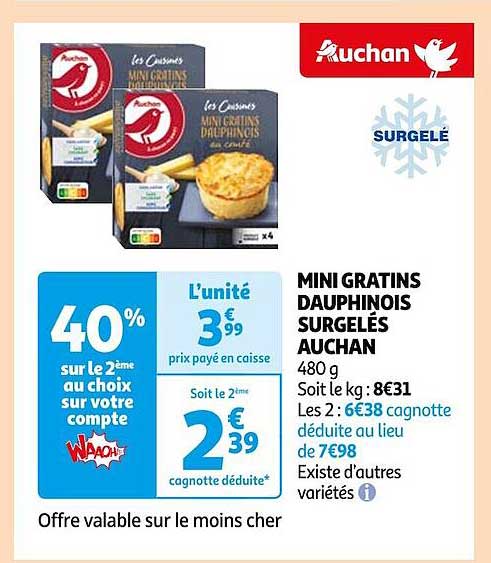 mini gratins dauphinois surgelés auchan