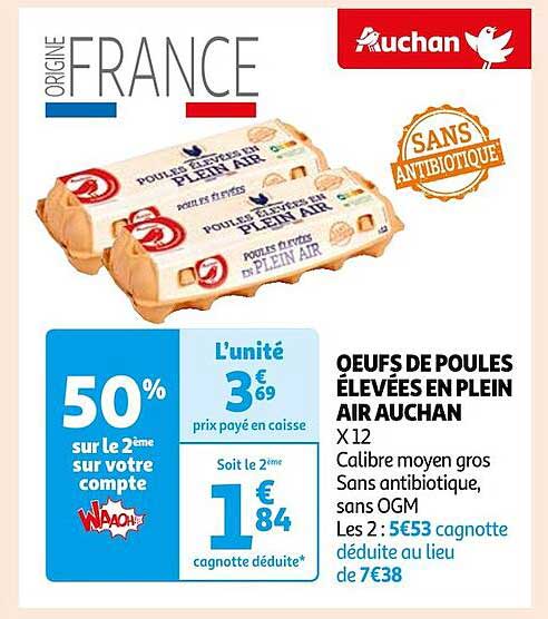 œufs de poules élevées en plein air auchan