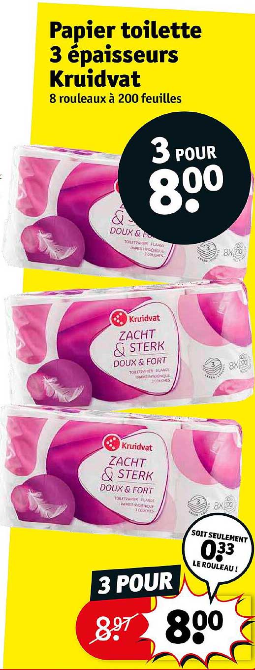 papier toilette 3 épaisseurs kruidvat