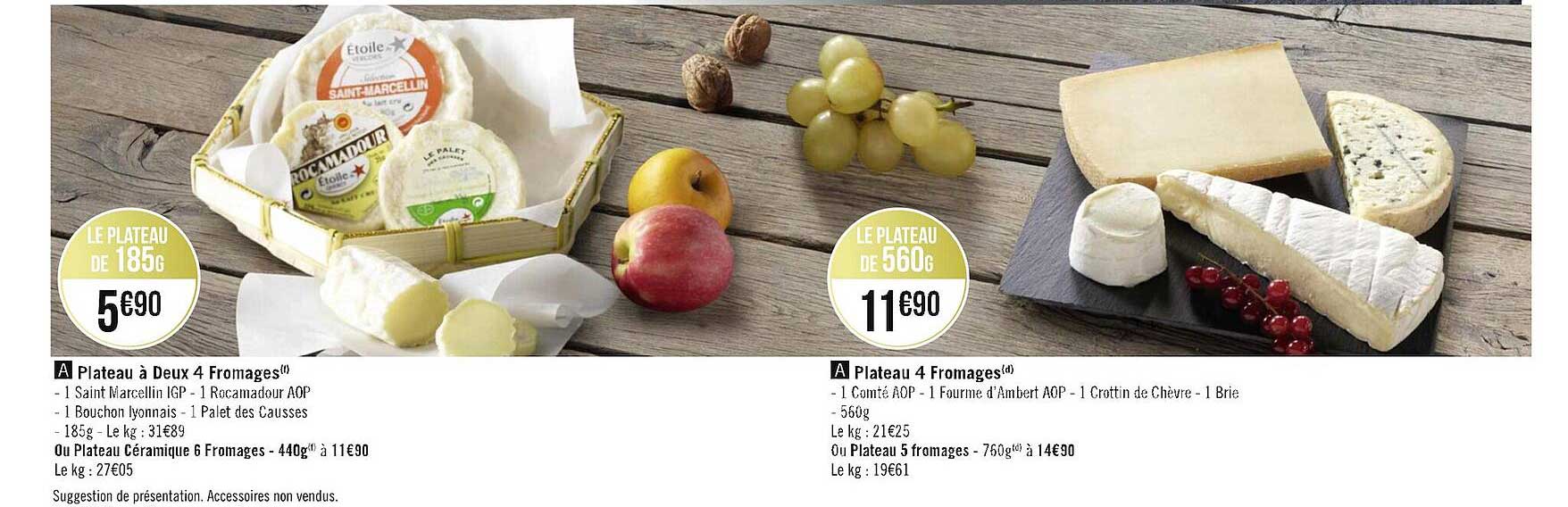 plateau à deux 4 fromages, plateau 4 fromages