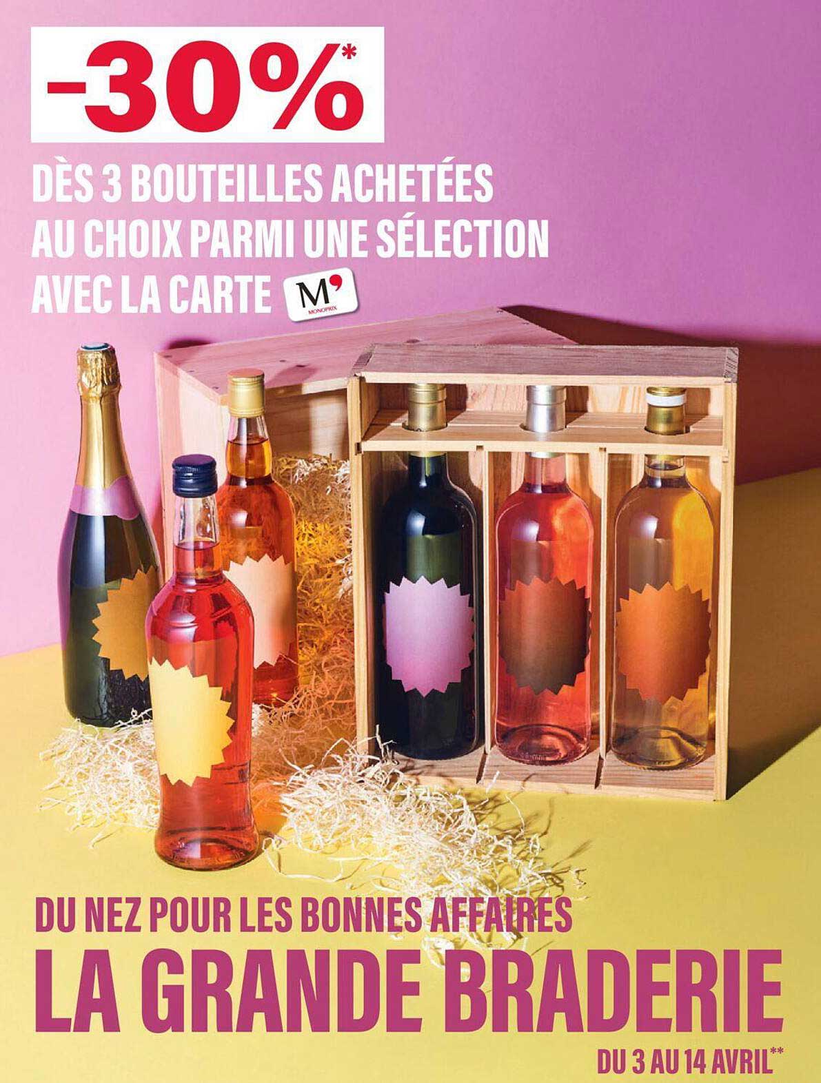 3 bouteilles achetées avec la carte monoprix