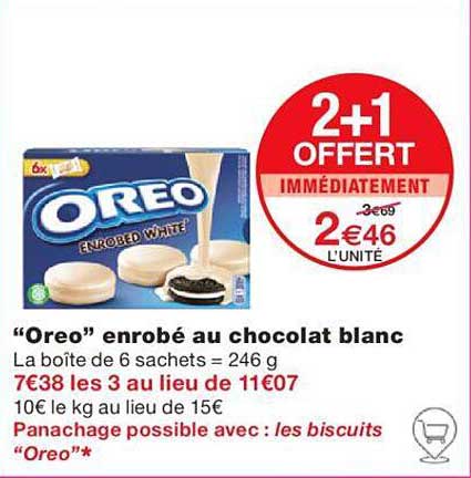 "oreo" enrobé au chocolat blanc