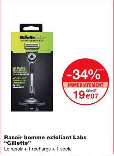 rasoir homme exfoliant labs "gillette"