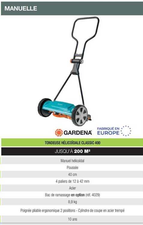 tondeuse hélicoïdale classic 400 gardena