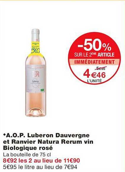 a.o.p. luberon dauvergne et ranvier natura rerum vin biologique rosé