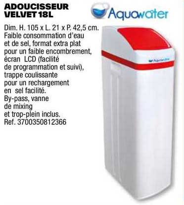 adoucisseur velvet 18l aquawater