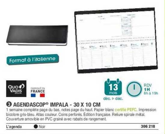 agendascop impala - 30 x 10 cm quo vadis