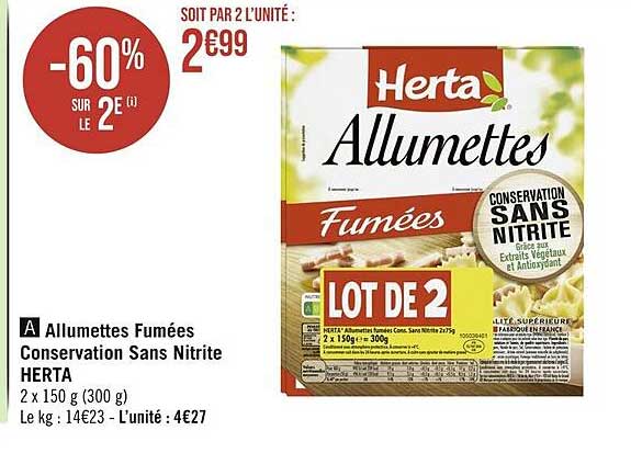 Allumettes Fumées Conservation Sans Nitrite Herta