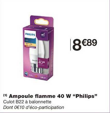 Ampoule Flamme 40  W "philips"