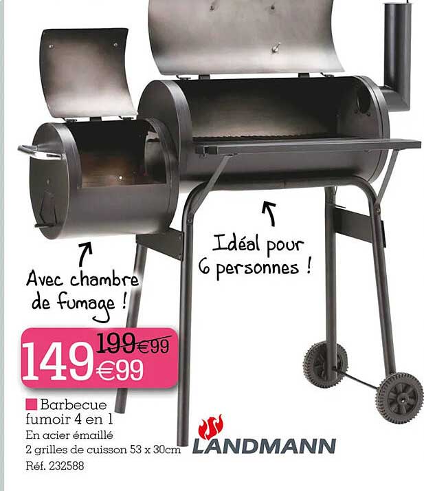 barbecue fumoir 4 en 1 landmann