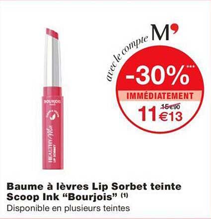 baume à lèvres lip sorbet teinte scoop ink "bourjois"