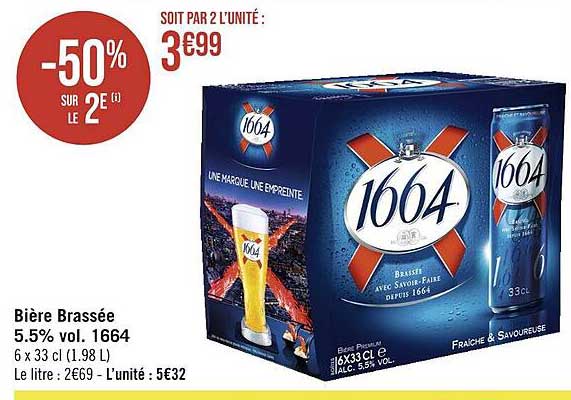 bière brassée 5.5% vol. 1664