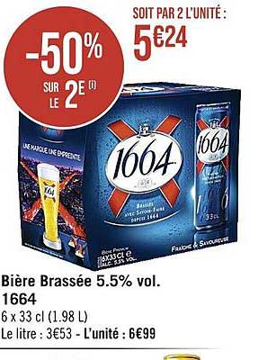 bière brassée 5.5% vol. 1664