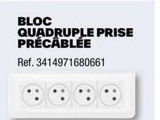 bloc quadruple prise précâblée