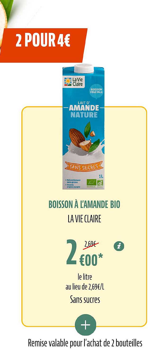 boisson à l'amande bio la vie claire