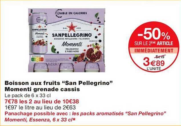 boisson aux fruits "san pellegrino" momenti grenade cassis