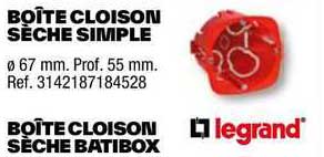 boîte cloison sèche simple, boîte cloison sèche batibox legrand